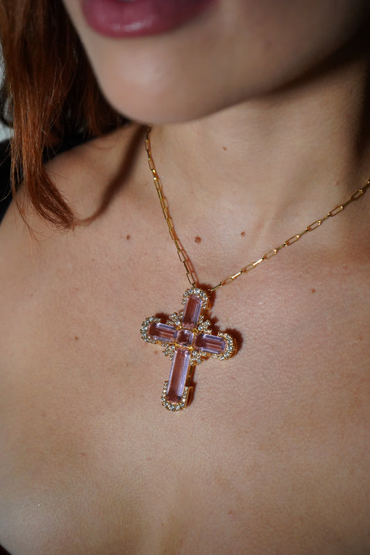 WRLD CROSS GOLD - Pink