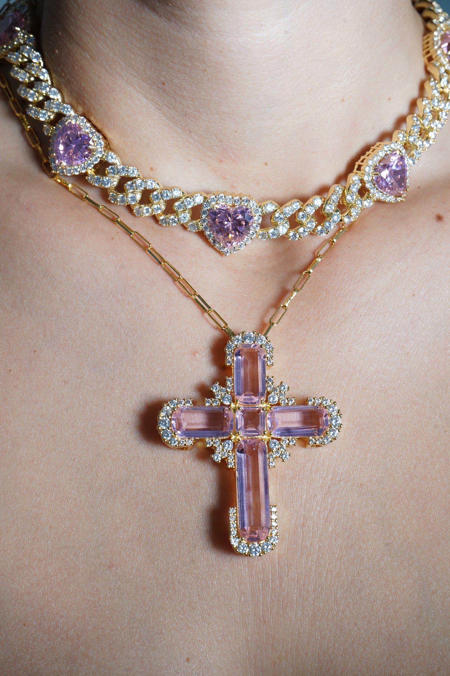 WRLD CROSS GOLD - Pink