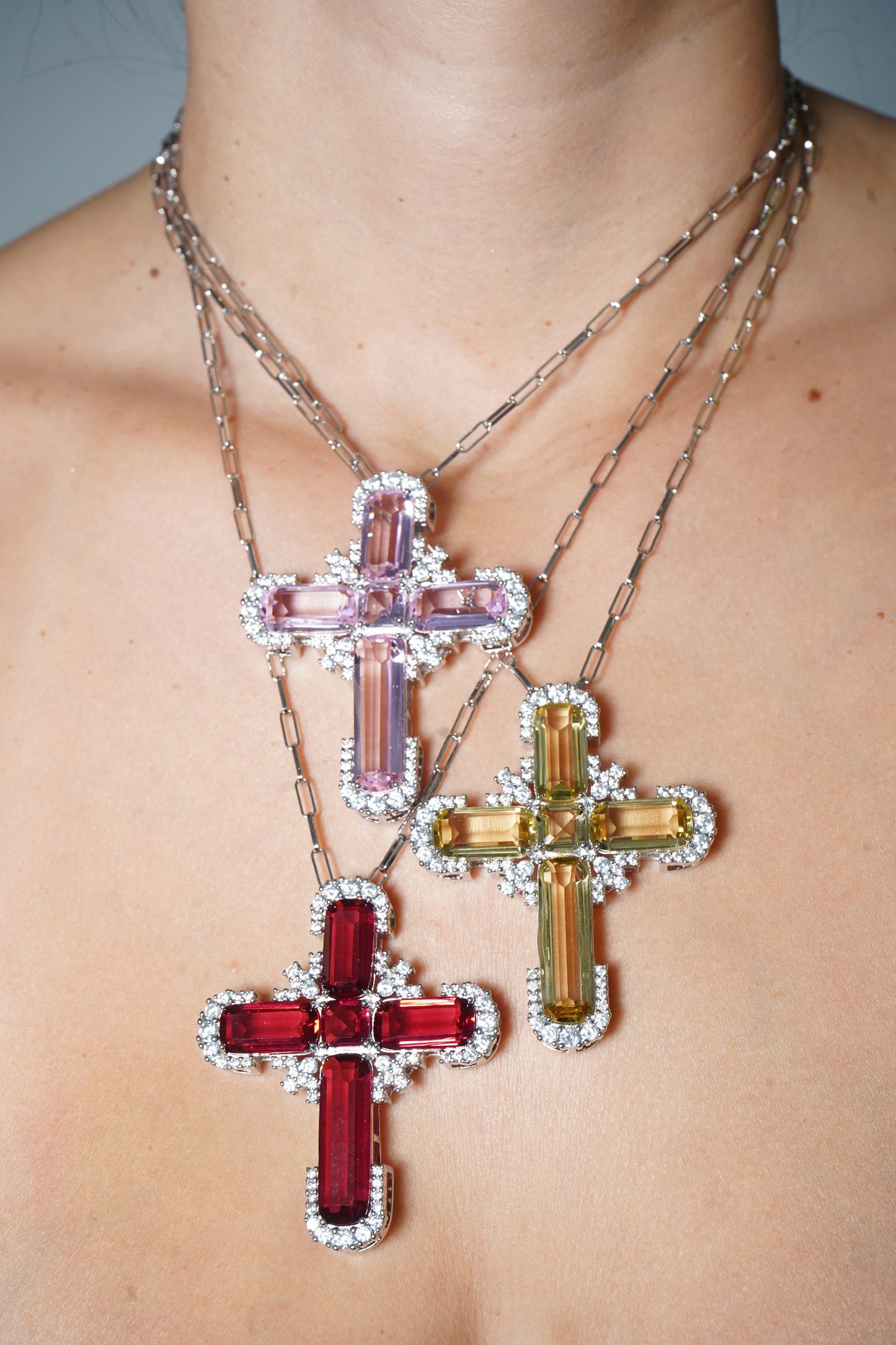 WRLD CROSS SILVER - Pink